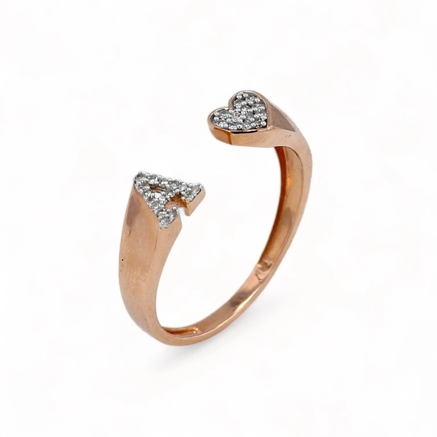 10K rose gold letter A diamond ring-176647