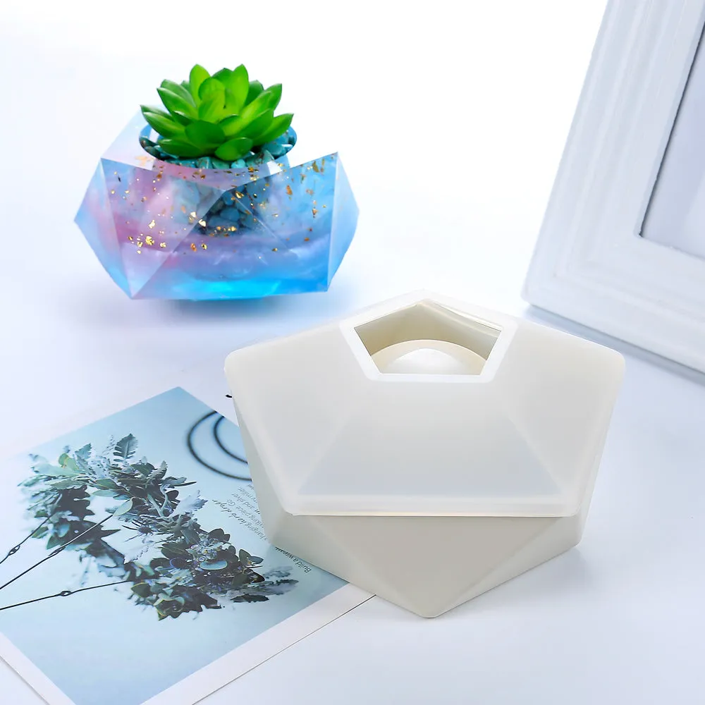 125*66mm Hexagon Polygon Mold Plant pot Silicone Mold Flowerpot Concrete Mold For Home Decoration 1pcs 10319050