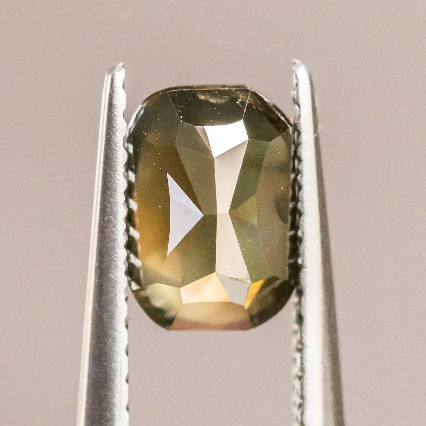 1.35CT ROSECUT EMERALD SHAPED DIAMOND, SMOKY BLACK BROWN GREEN, 7.27X5.08X3.24MM