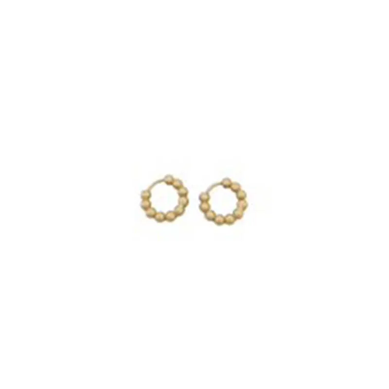 14K Gold Dipped Ball Detail Huggie Hoop Earrings