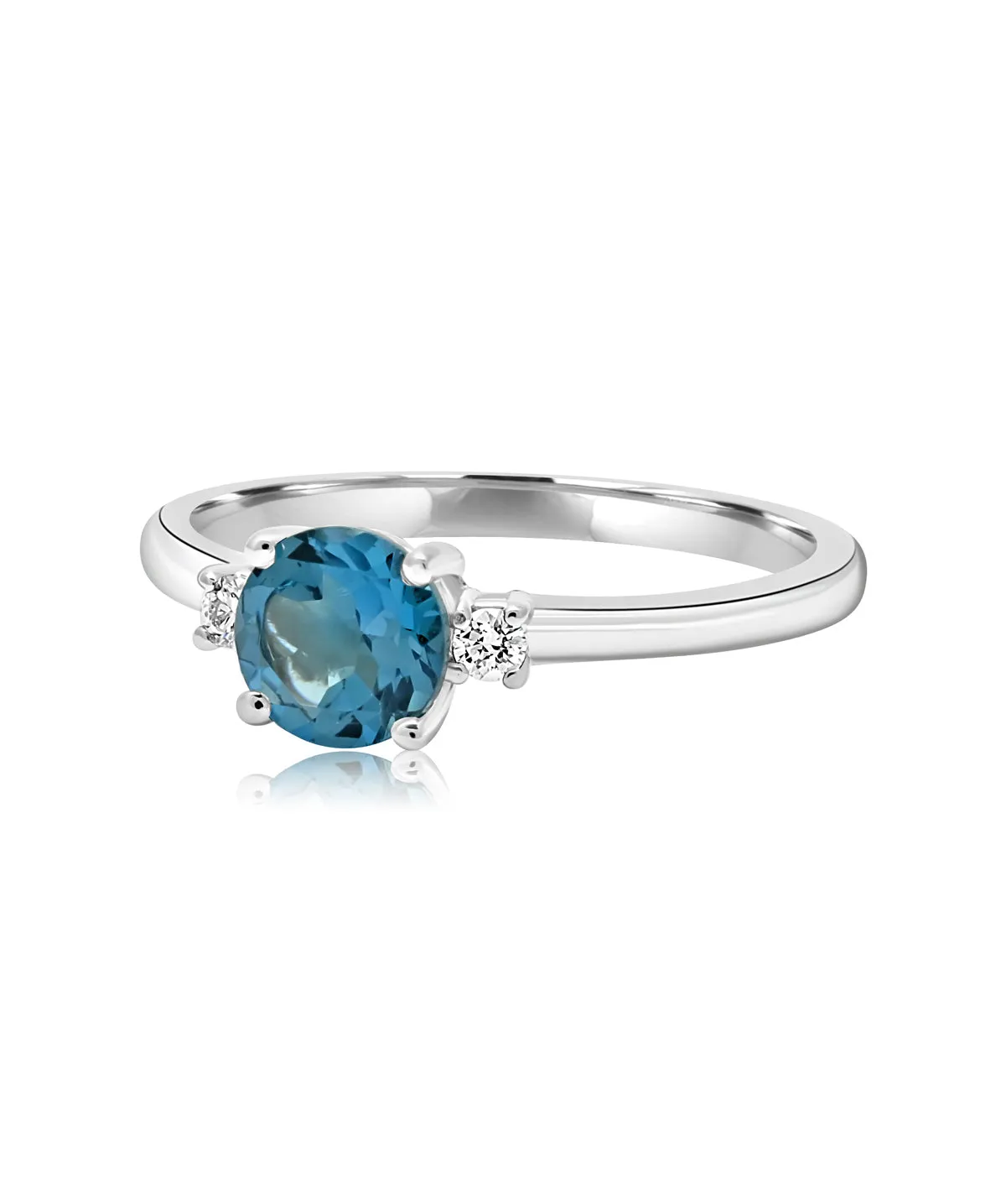 14K White Gold London Blue Topaz and Diamond Ring