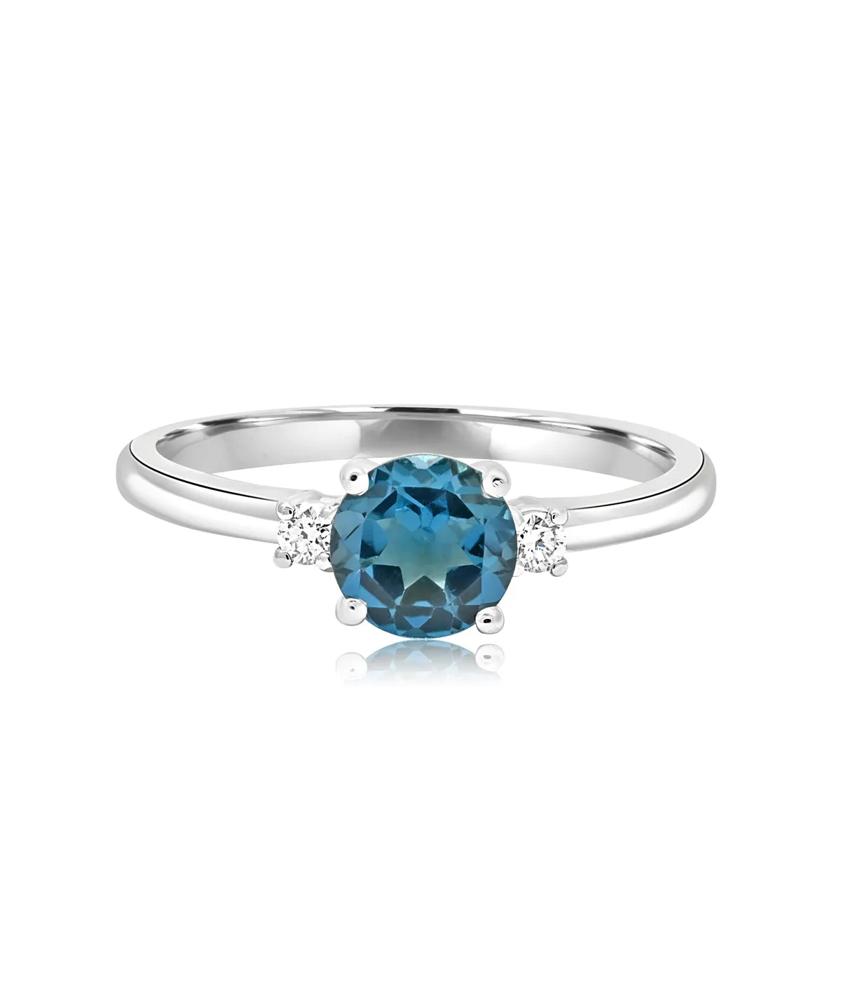 14K White Gold London Blue Topaz and Diamond Ring