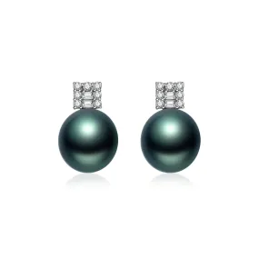 18K Solid Gold Tahitian Pearl Earrings KE00096