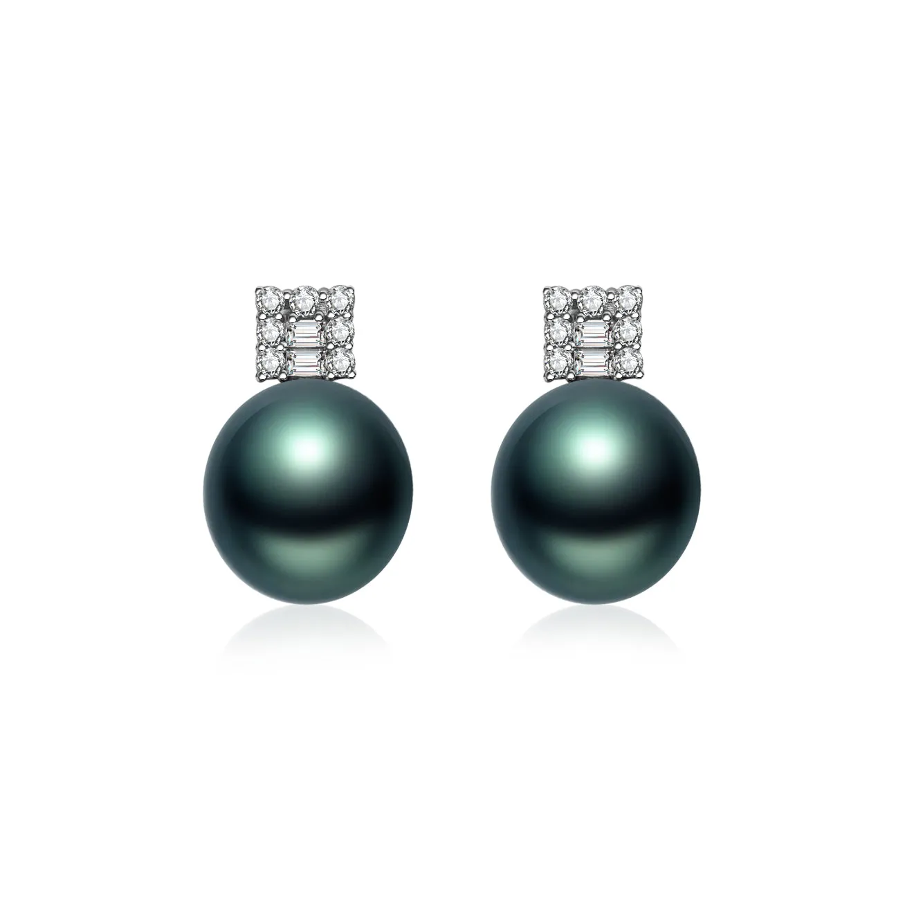 18K Solid Gold Tahitian Pearl Earrings KE00096