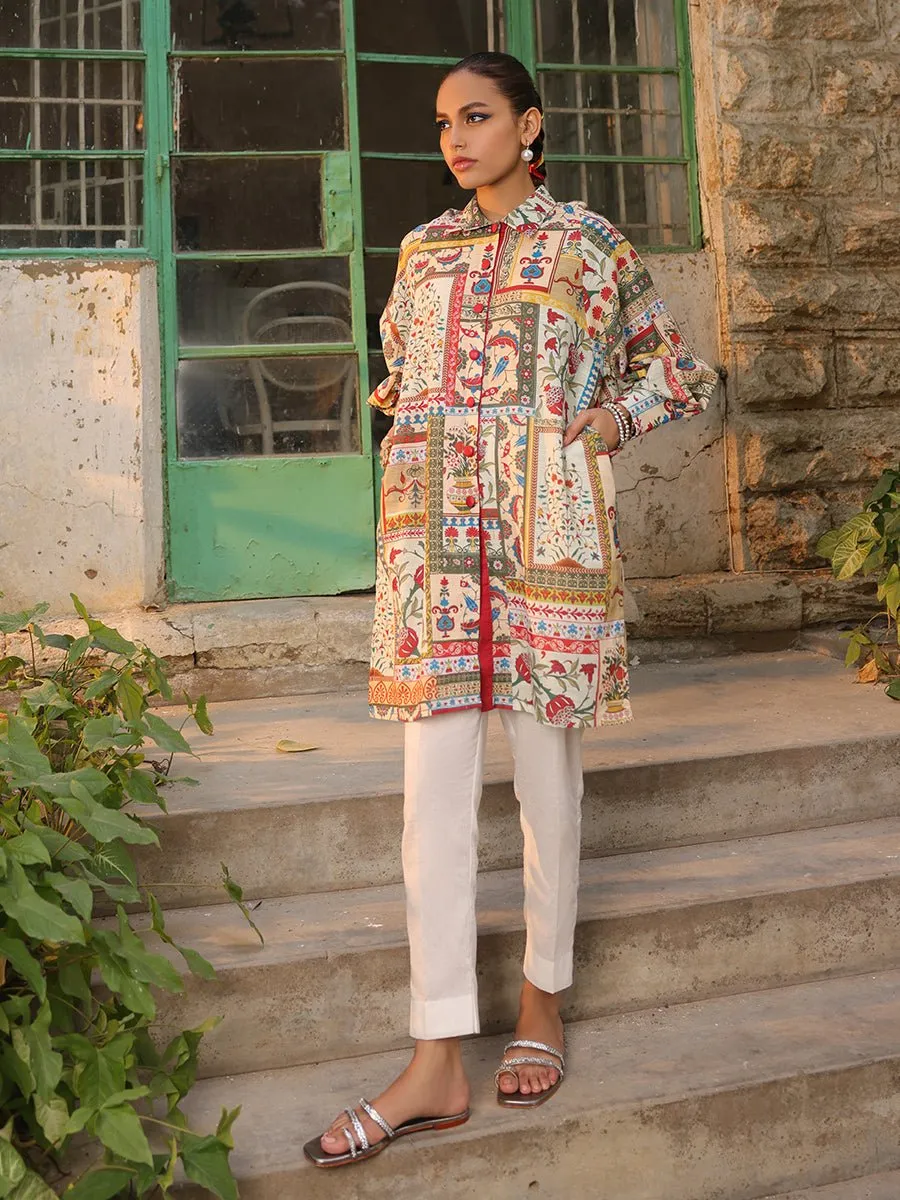 1pc - Stitched Basic Printed Khaddar Shirt