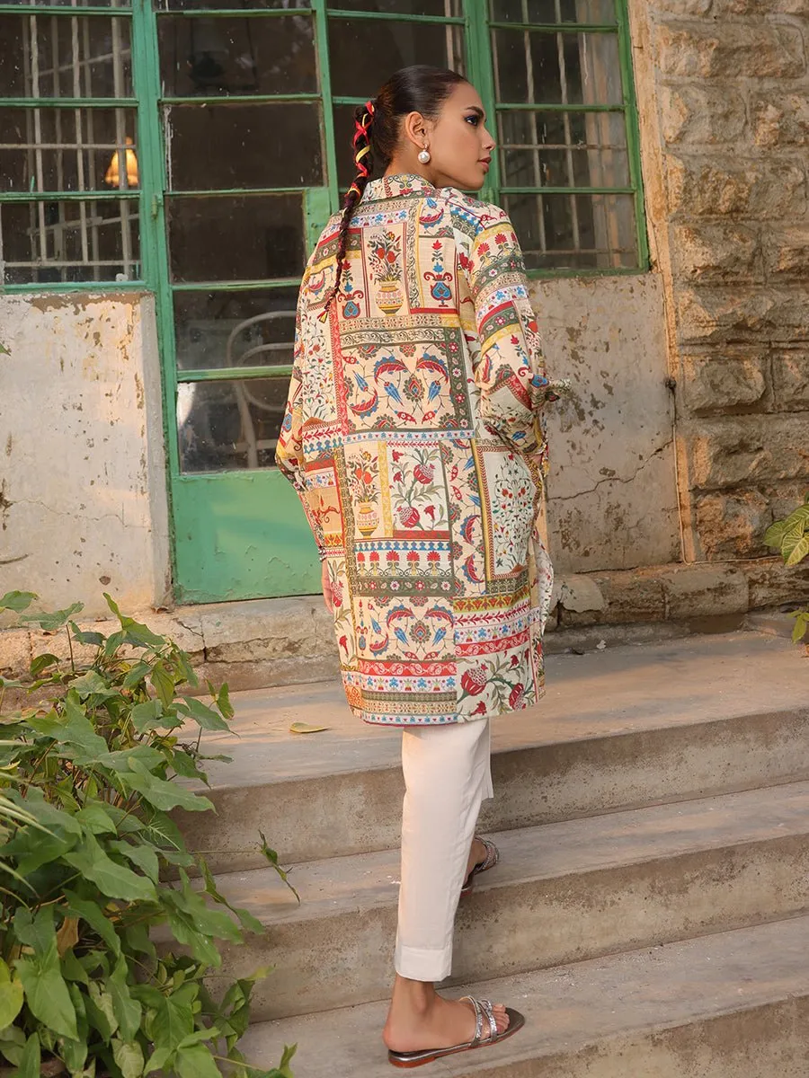 1pc - Stitched Basic Printed Khaddar Shirt