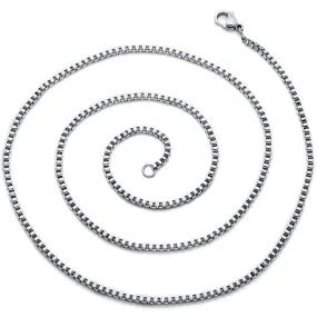 36 inch 2mm Stainless Steel Diamond Cut Box Chain Necklace