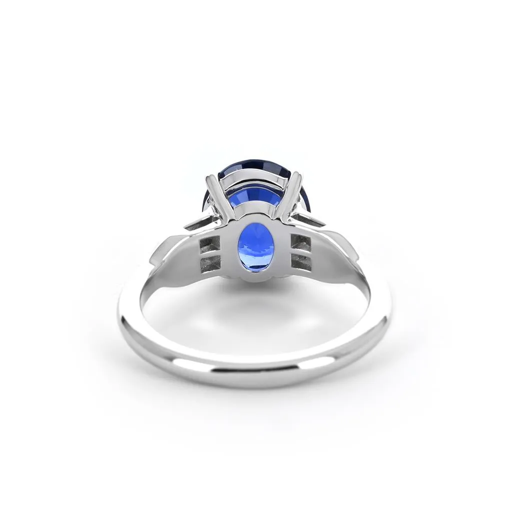 4.05ctw Oval Sapphire   Diamond Ring - Platinum