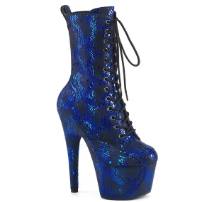 7 Inch Heel ADORE-1040SPF Blue Snake Print Fabric