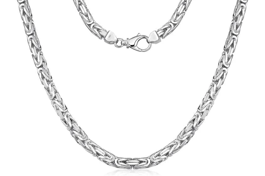 925 Sterling Silver Byzantine Chain - Square