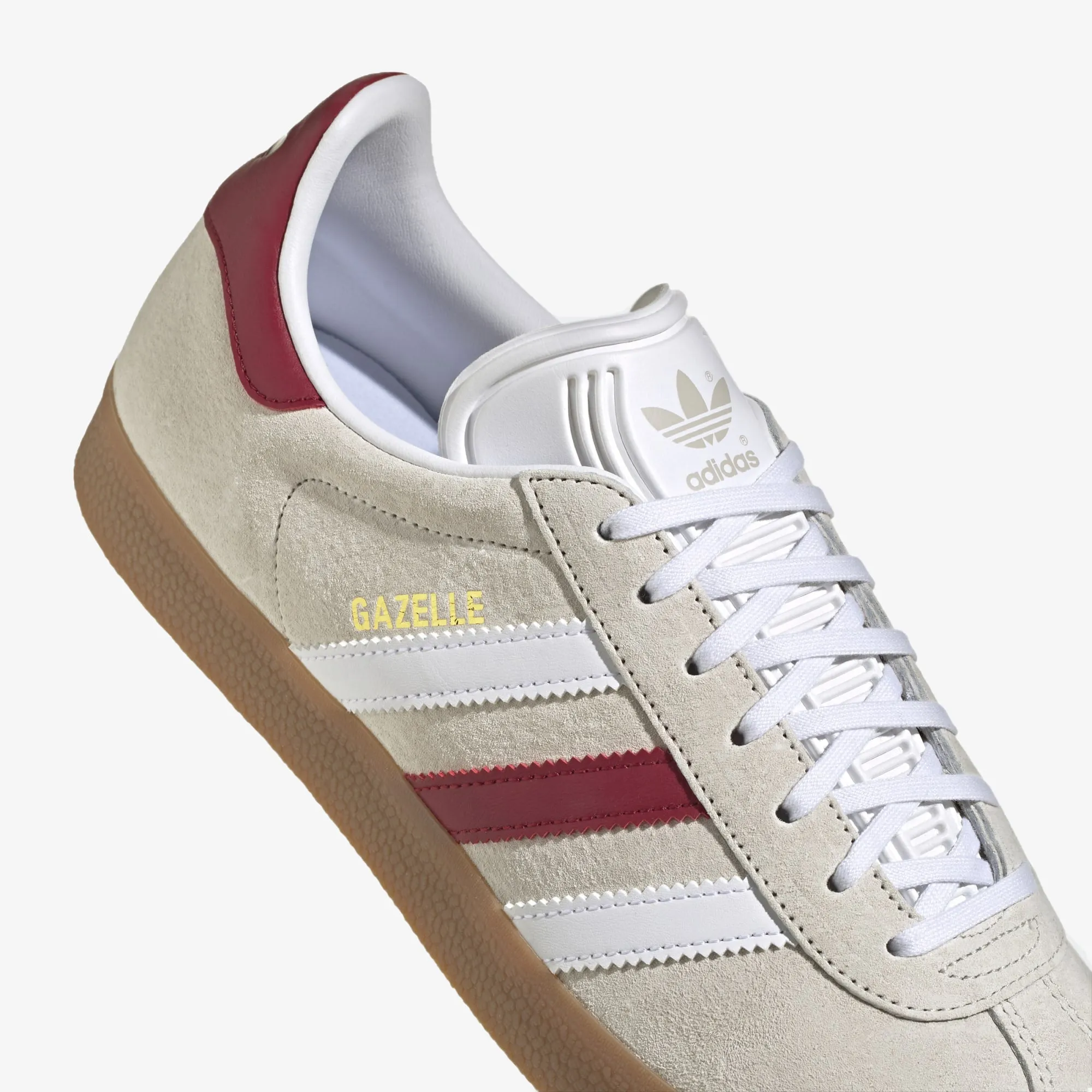 Adidas Originals | GAZELLE  { ALUMINIUM/WHITE/BURGUNDY