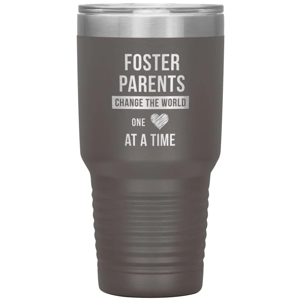 Adoptive Parent Tumbler Foster Parents Change The World One Heart At A Time Laser Etched 30oz Stainless Steel Tumbler