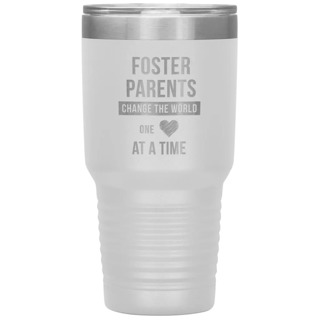 Adoptive Parent Tumbler Foster Parents Change The World One Heart At A Time Laser Etched 30oz Stainless Steel Tumbler