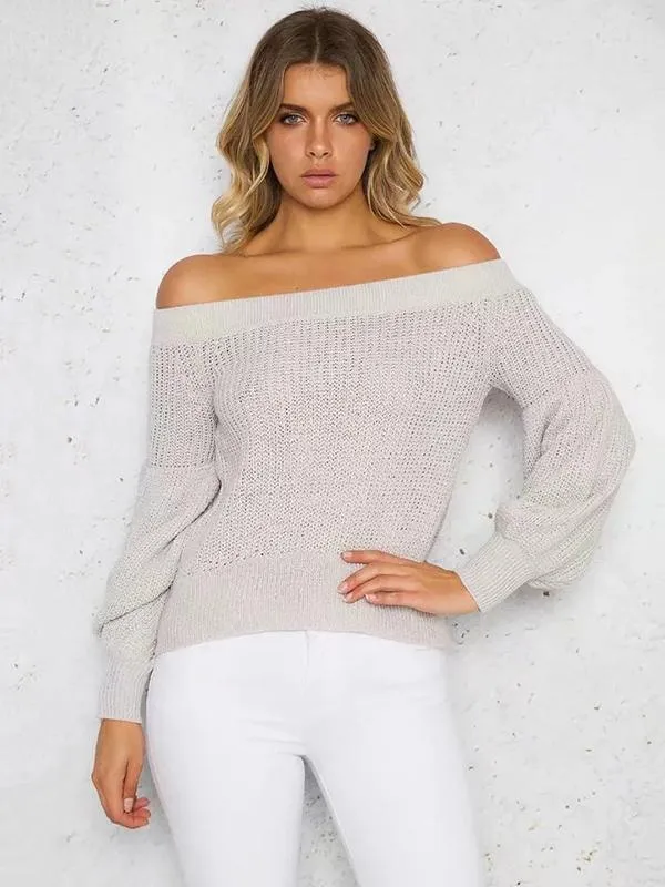 Advanced Off-the-shoulder Puff Sleeves Sweater Tops