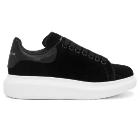 Alexander Mcqueen Raised Sole Black Velvet Trainers (W)