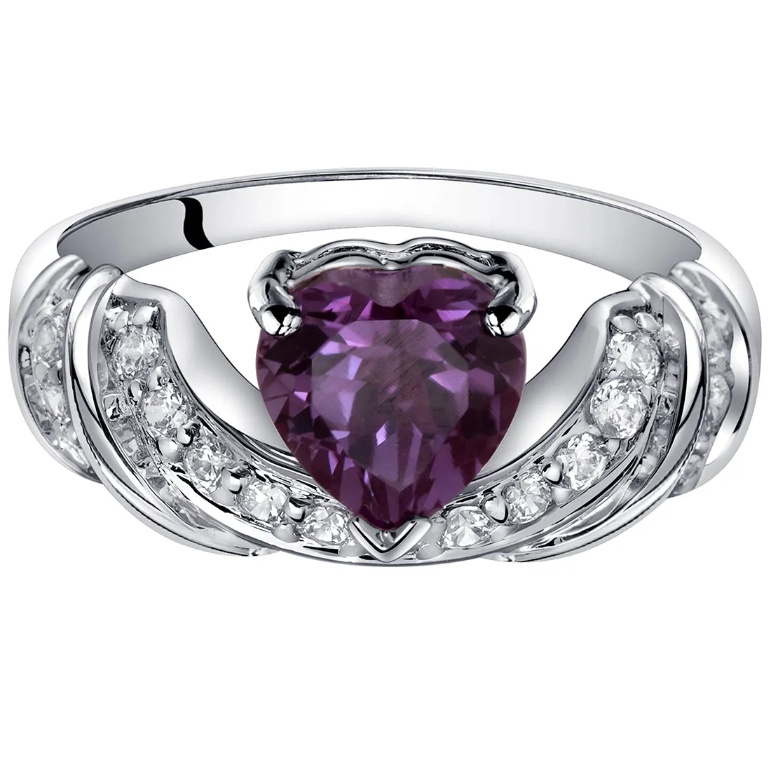 Alexandrite Heart Shape Sterling Silver Ring Size 7