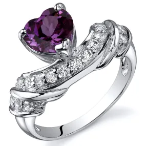 Alexandrite Heart Shape Sterling Silver Ring Size 7