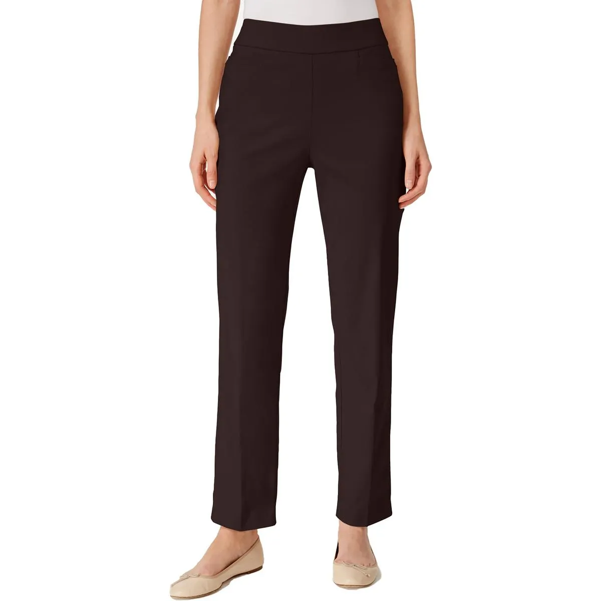 Alfred Dunner Womens Petites High Rise Stretch Ankle Pants