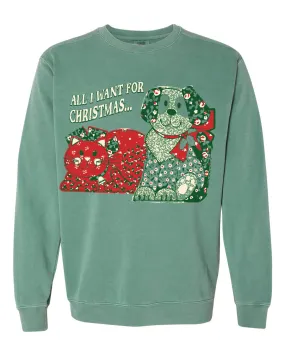 All I Want For Christmas Light Green Sweatshirt