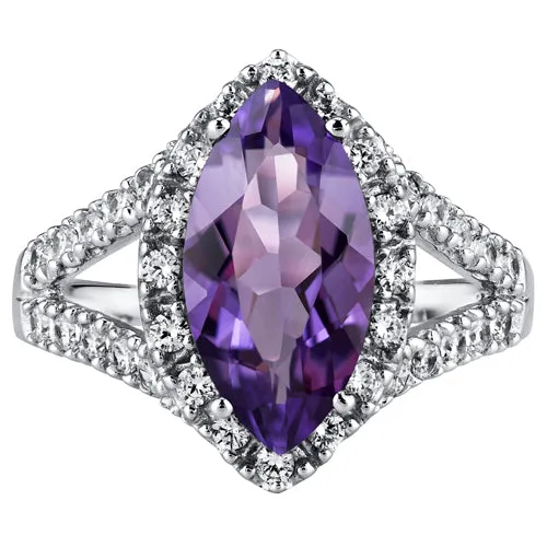 Amethyst Marquise Cut Sterling Silver Ring Size 9