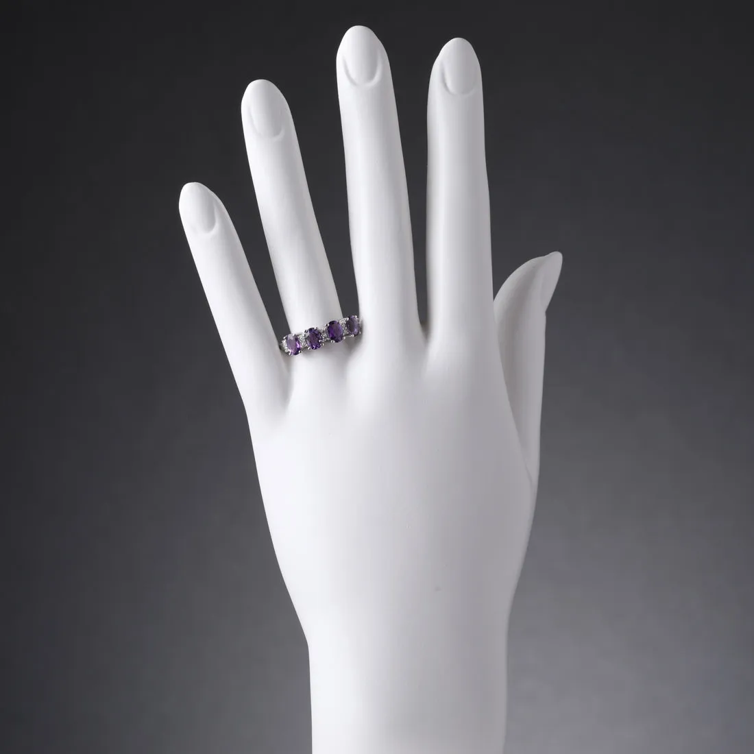 Amethyst Oval Cut Sterling Silver Band Size 9