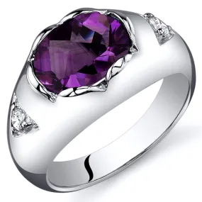 Amethyst Oval Cut Sterling Silver Ring Size 7