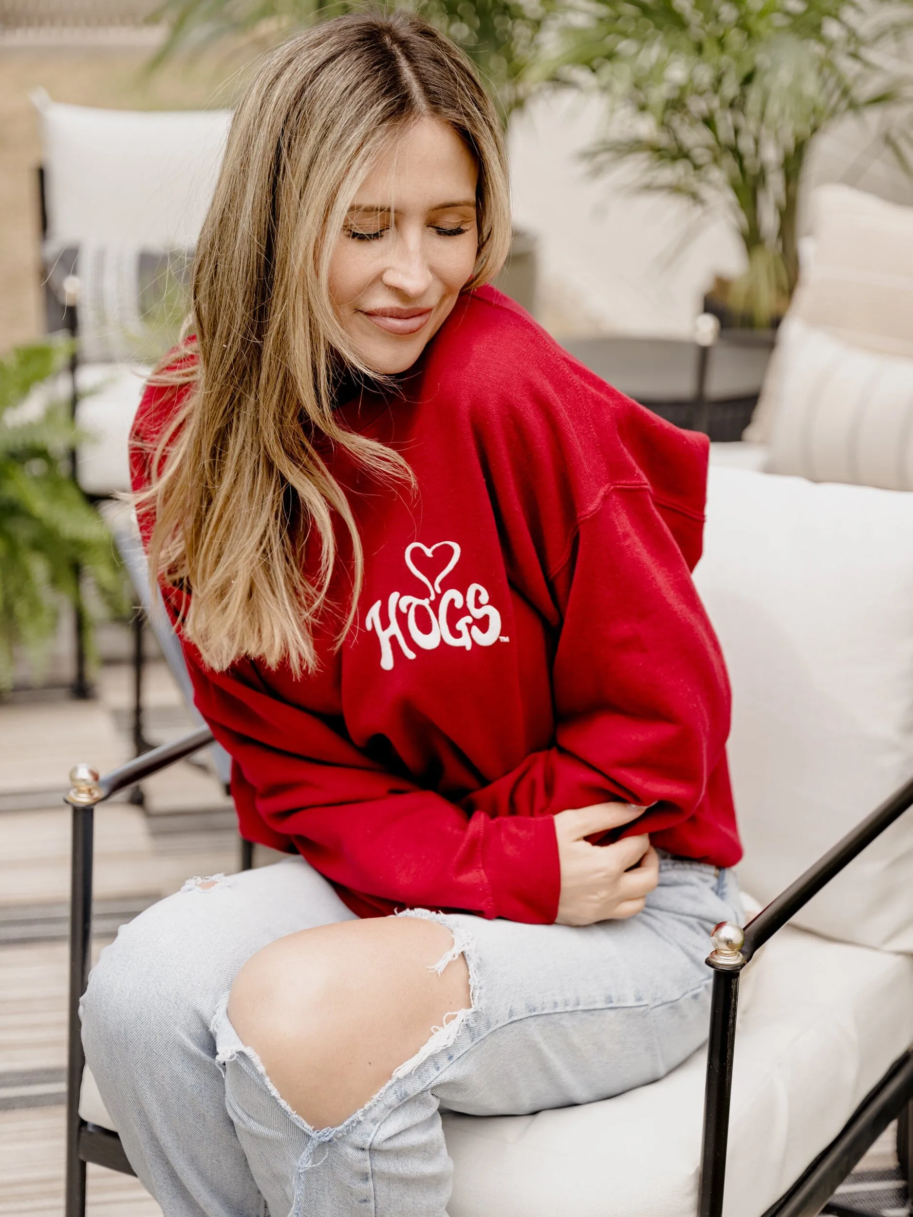 Arkansas Razorbacks Lyric Puff Ink Cardinal Sweatshirt