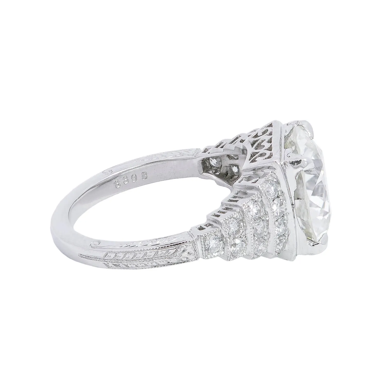 Art Deco Platinum Diamond Engagement Ring 5.09ct center