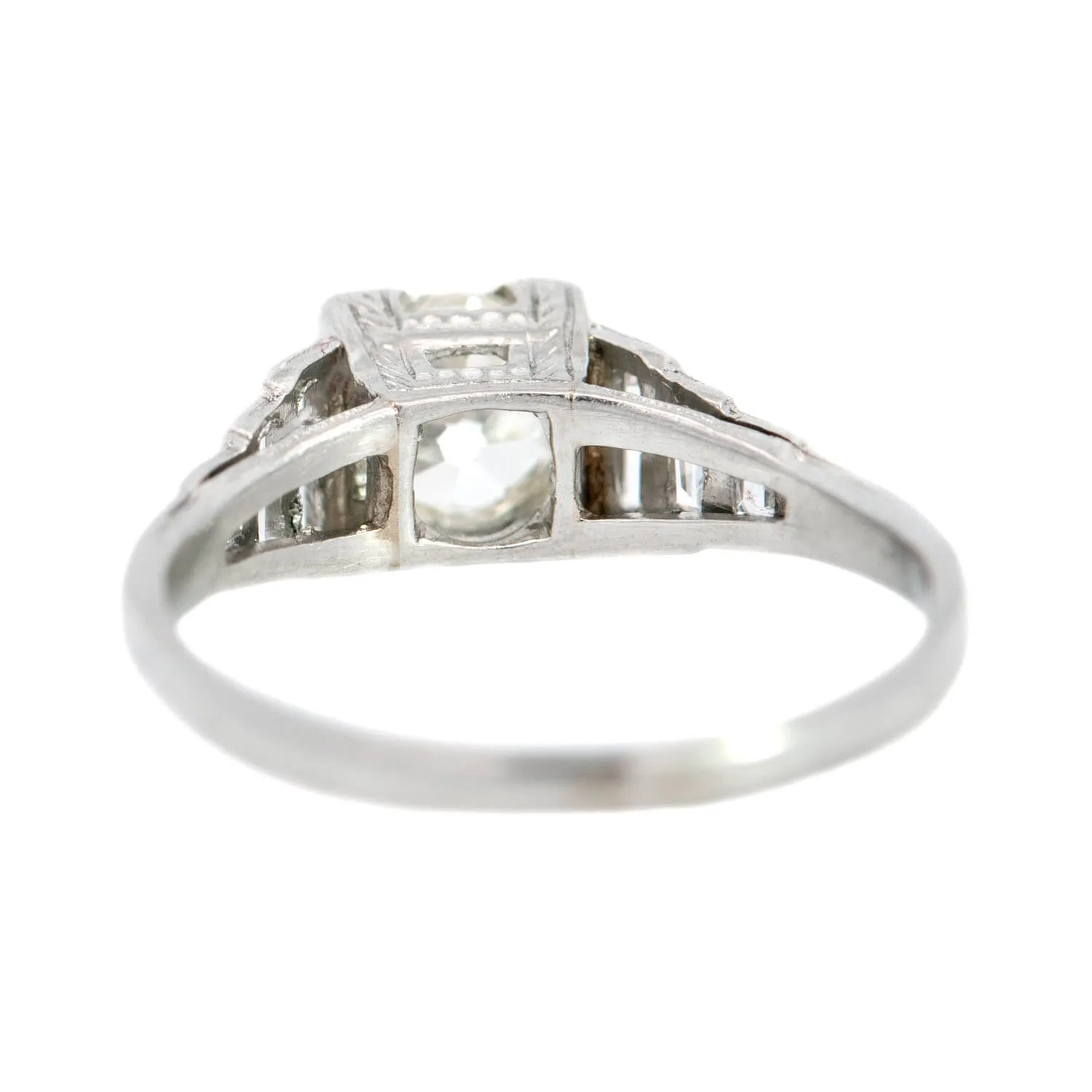 Art Deco Platinum Diamond Engagement Ring .70ct