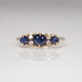 Art Deco Seven Stone Sapphire and Diamond Ring