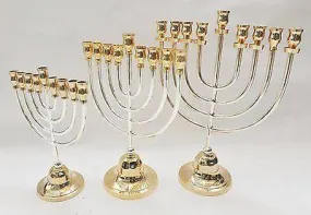 Authentic Temple Menorah HANUKKAH Gold & Silver Plated Candle Holder Israel #2