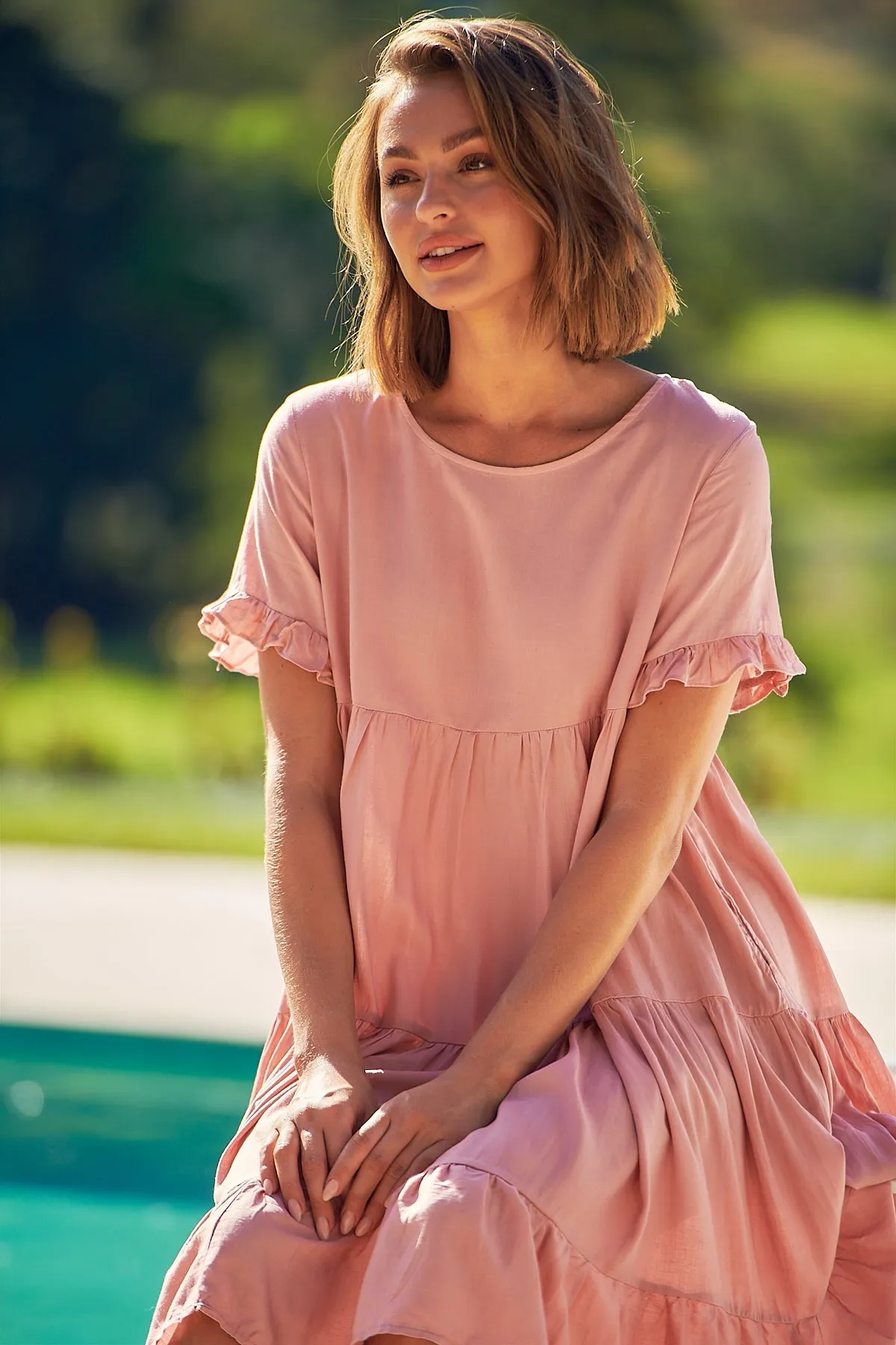 Aviana Pink Smock Dress