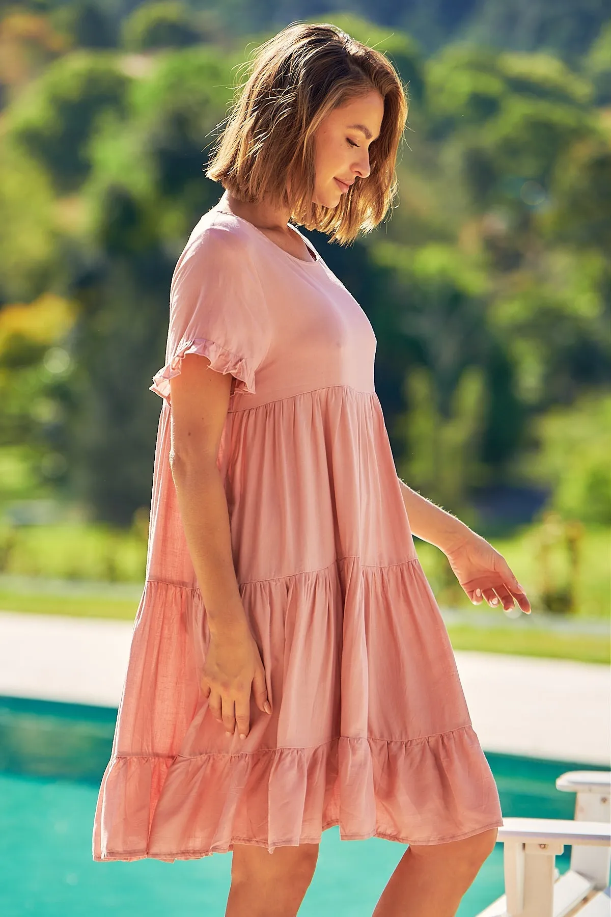 Aviana Pink Smock Dress