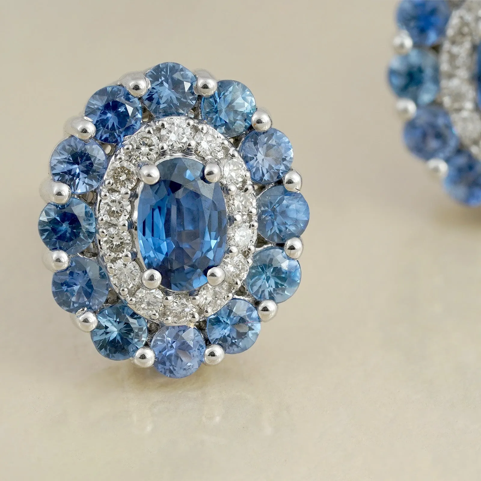 Azure Sapphire Ear Studs