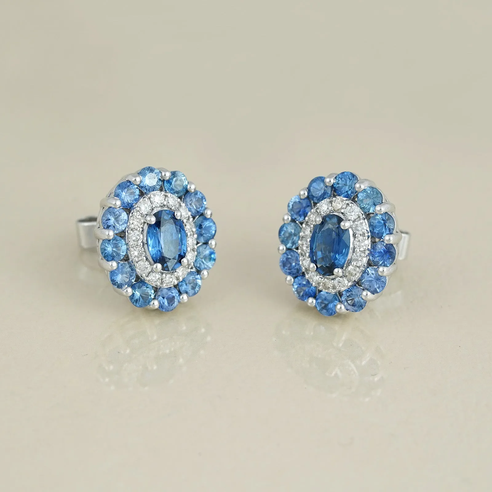 Azure Sapphire Ear Studs