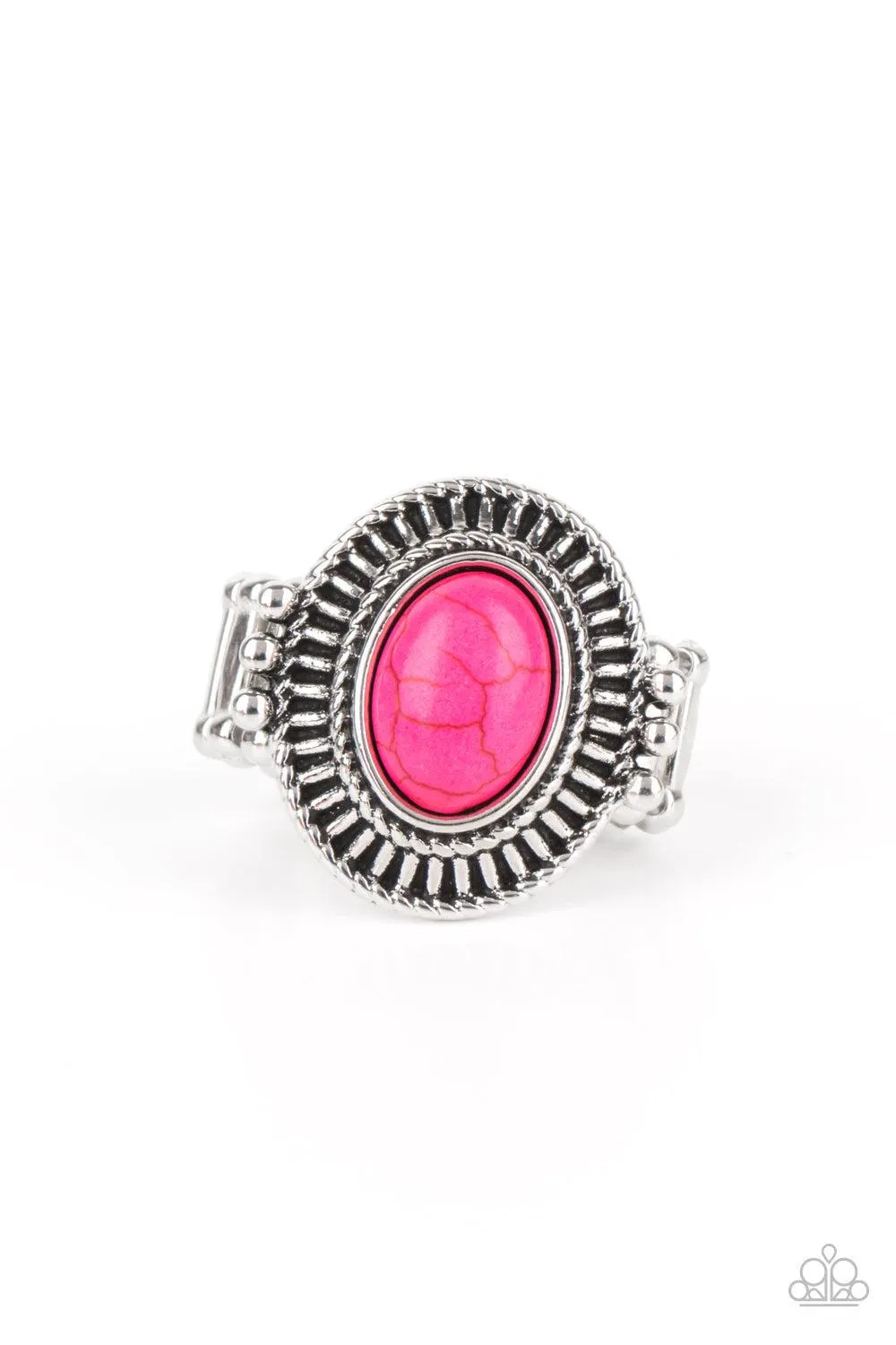 BADLANDS To The Bone Pink Stone Ring - Paparazzi Accessories