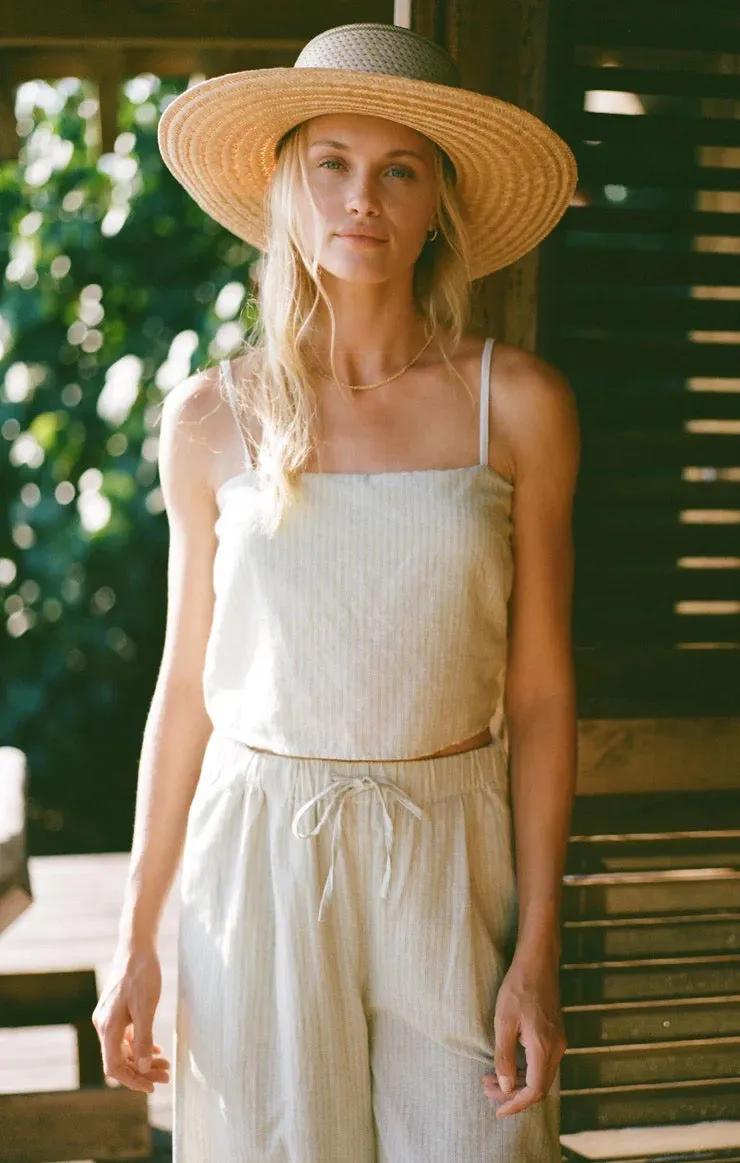 Ballast Casita Linen stipe cropped tank - Sandstone