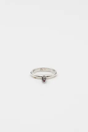 Bar Silver And Ruby Bud Ring