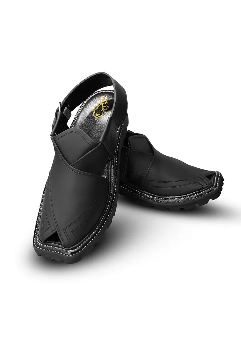 Basic Leather Black Peshaweri Chappal