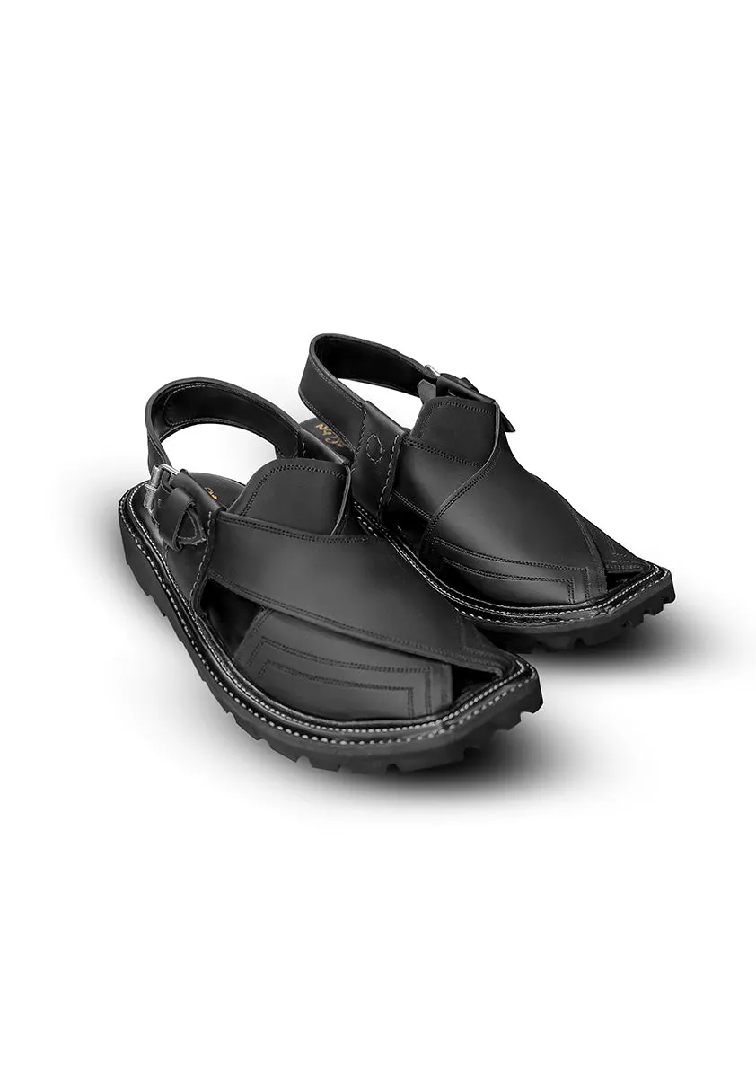 Basic Leather Black Peshaweri Chappal