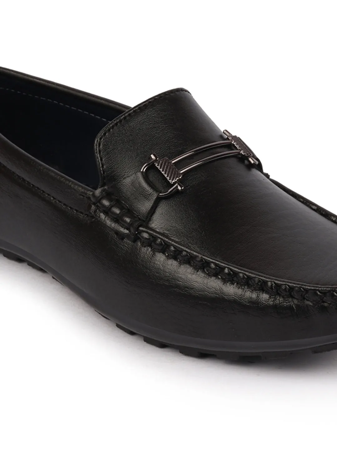 Basics Men Black Horsebit Buckle Premium Slip On Casual Loafers and Moccasin Shoes