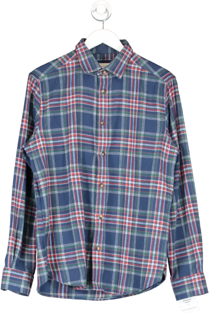 Beaufort & Blake Blue Brushed Cotton Checked Shirt UK M