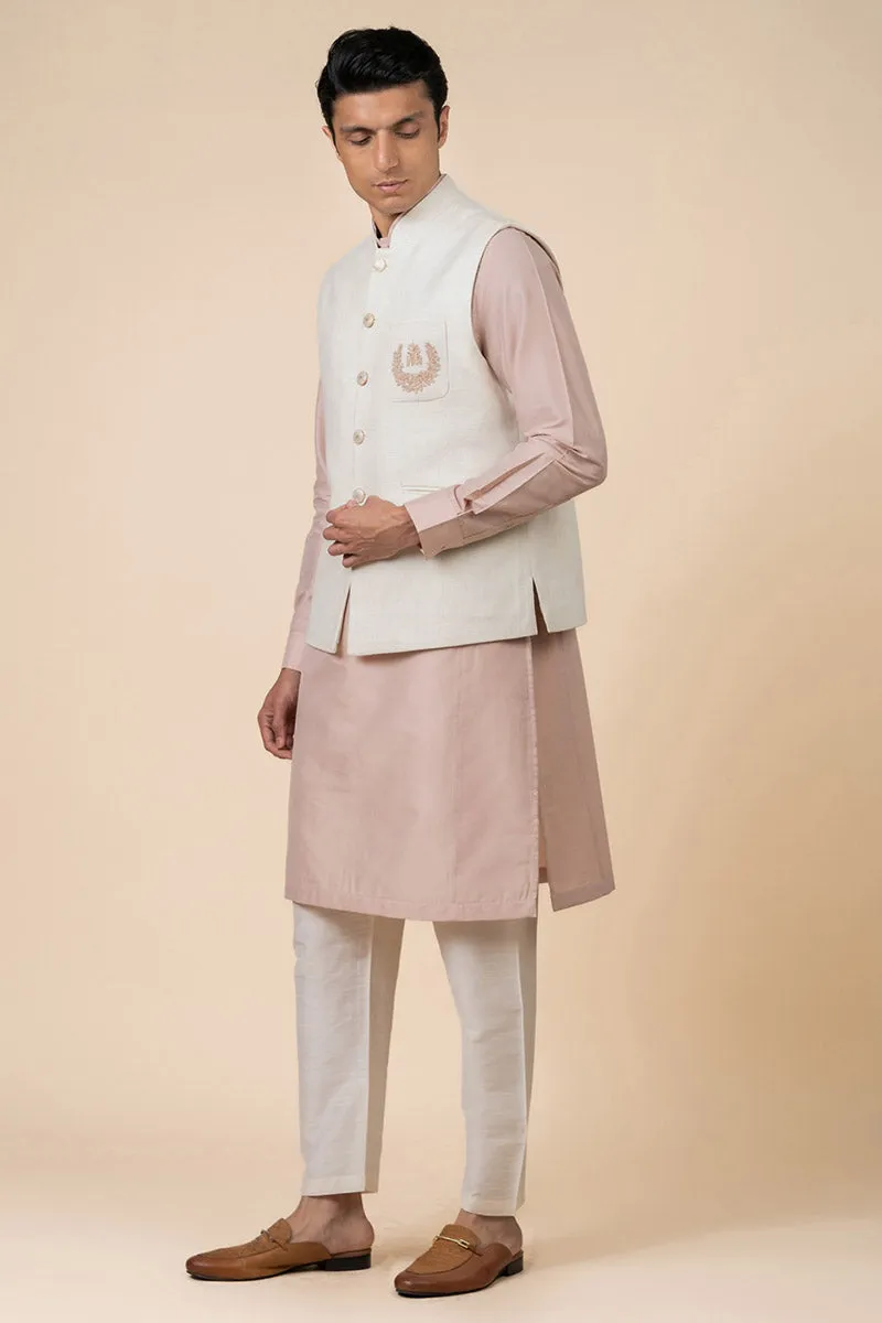 Beige Bundi with Embroidered Tasva Logo