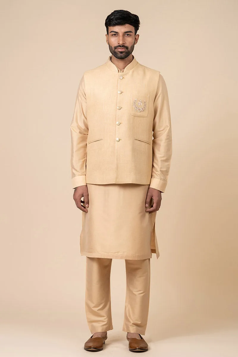 Beige Bundi with Embroidered Tasva Logo