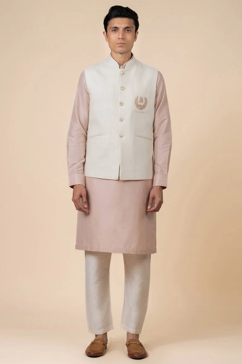 Beige Bundi with Embroidered Tasva Logo