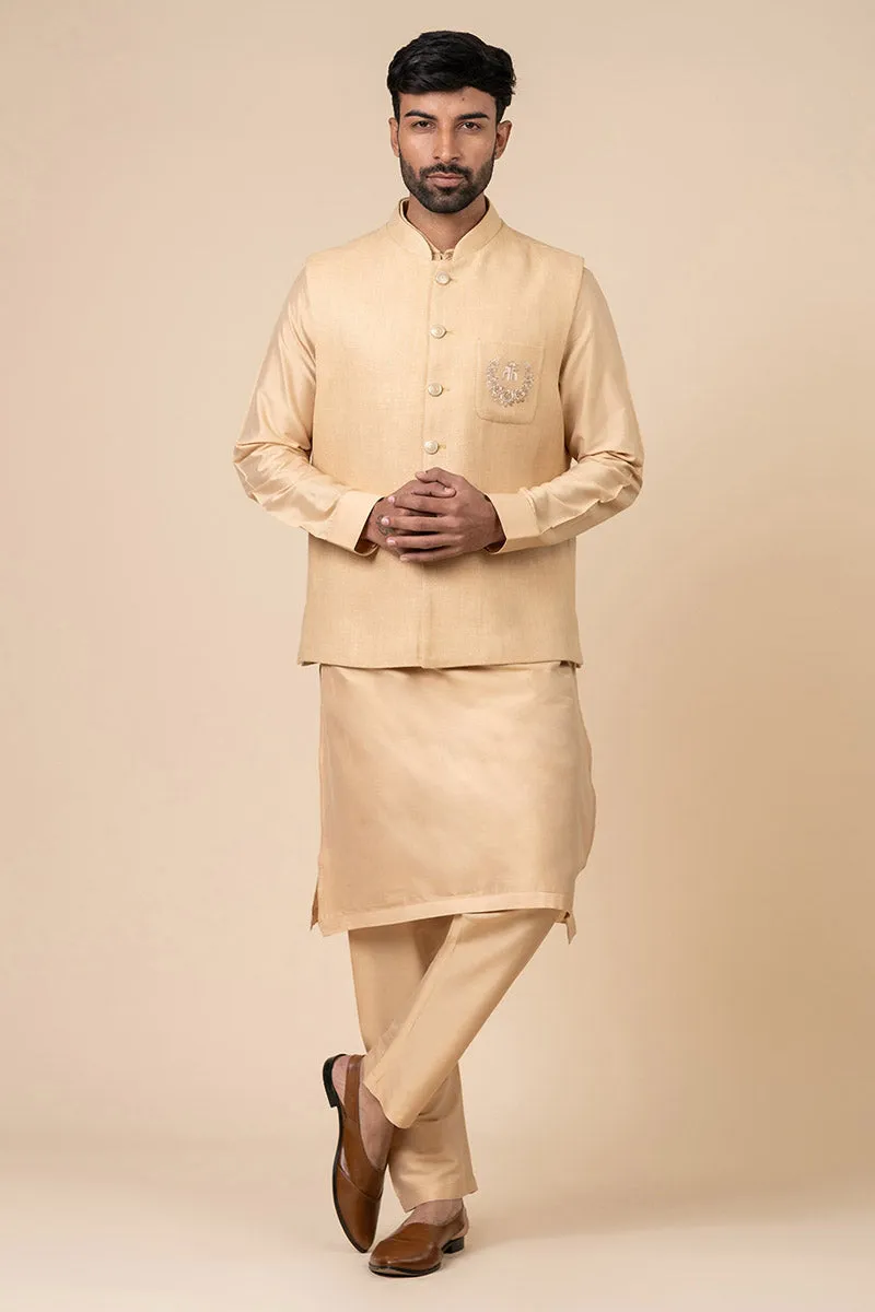 Beige Bundi with Embroidered Tasva Logo