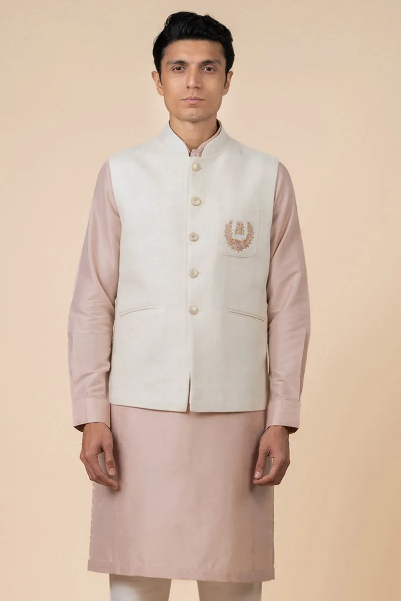 Beige Bundi with Embroidered Tasva Logo