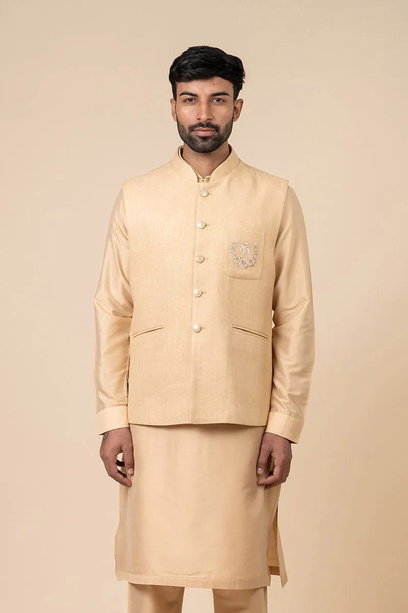 Beige Bundi with Embroidered Tasva Logo