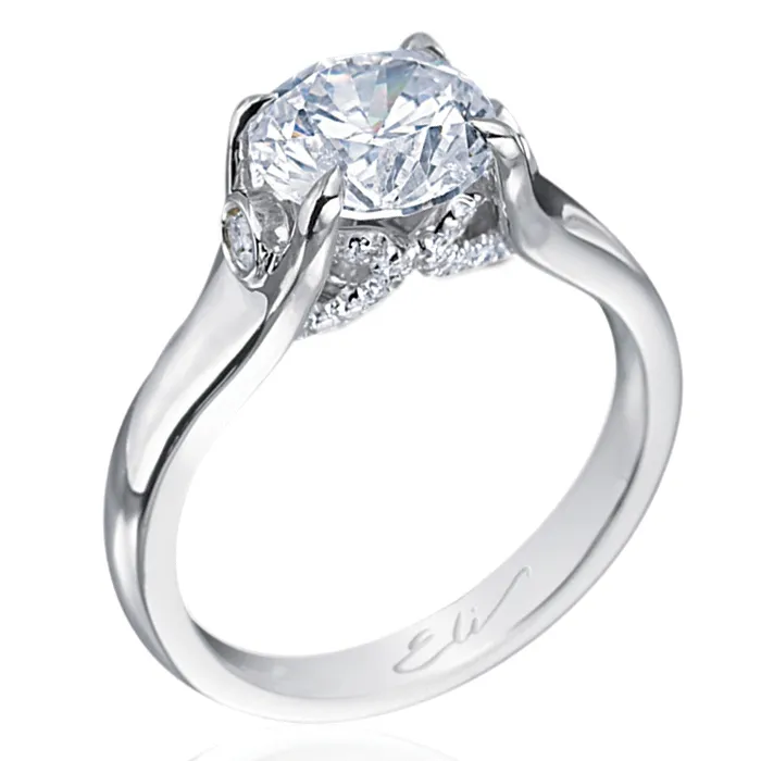 Belle Care Round Diamond Pave Platinum Engagement Ring