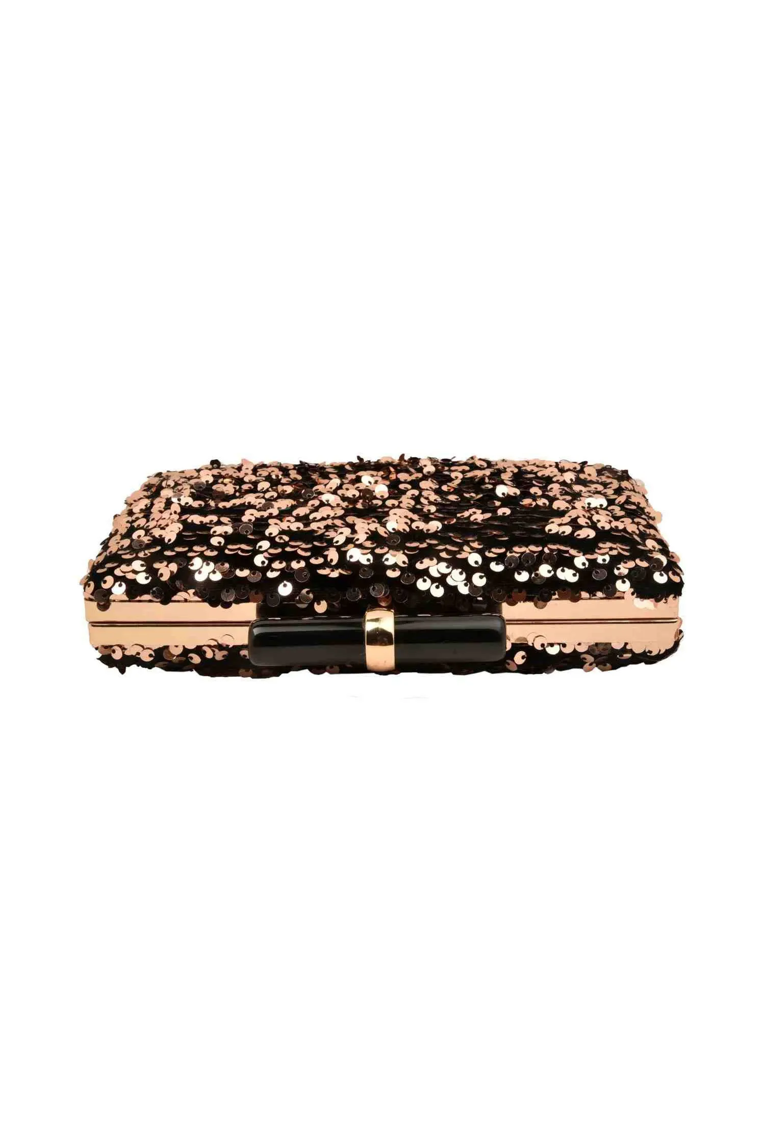 Black and Rose Gold Sequins Party Clutch